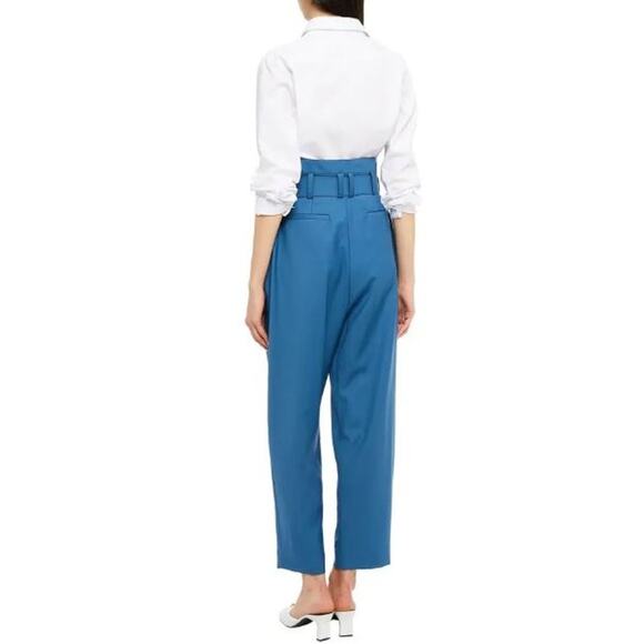 Zimmermann 1 Wool Pleated Paperbag Pants Blue Button Up High Waisted /4-6 US - Picture 2 of 13